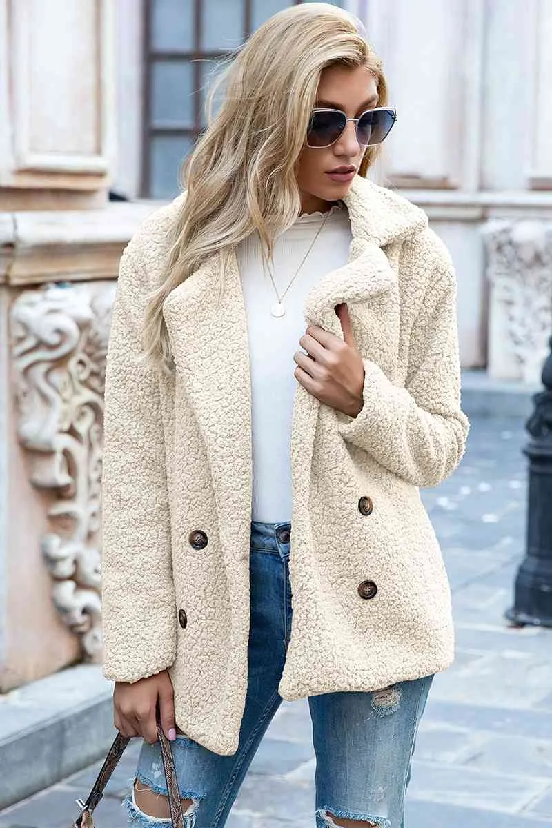 Full Size Lapel Collar Sherpa Coat (BFD) T