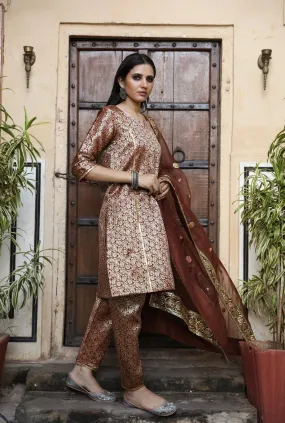 Golden Brown Suit Set with Dupatta