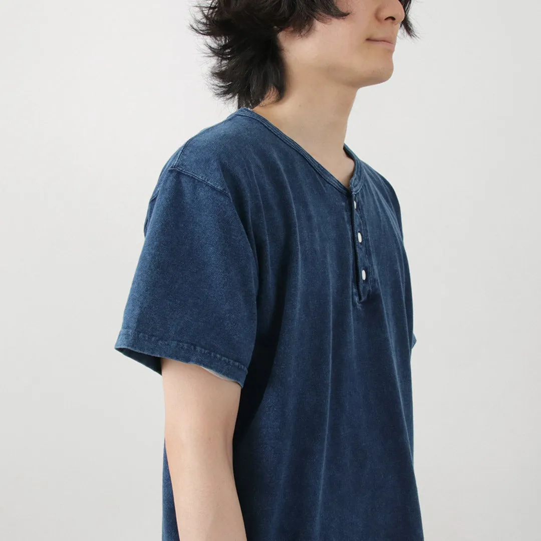 GOOD ON / Short Sleeve Henley T-Shirt / Indigo Shave