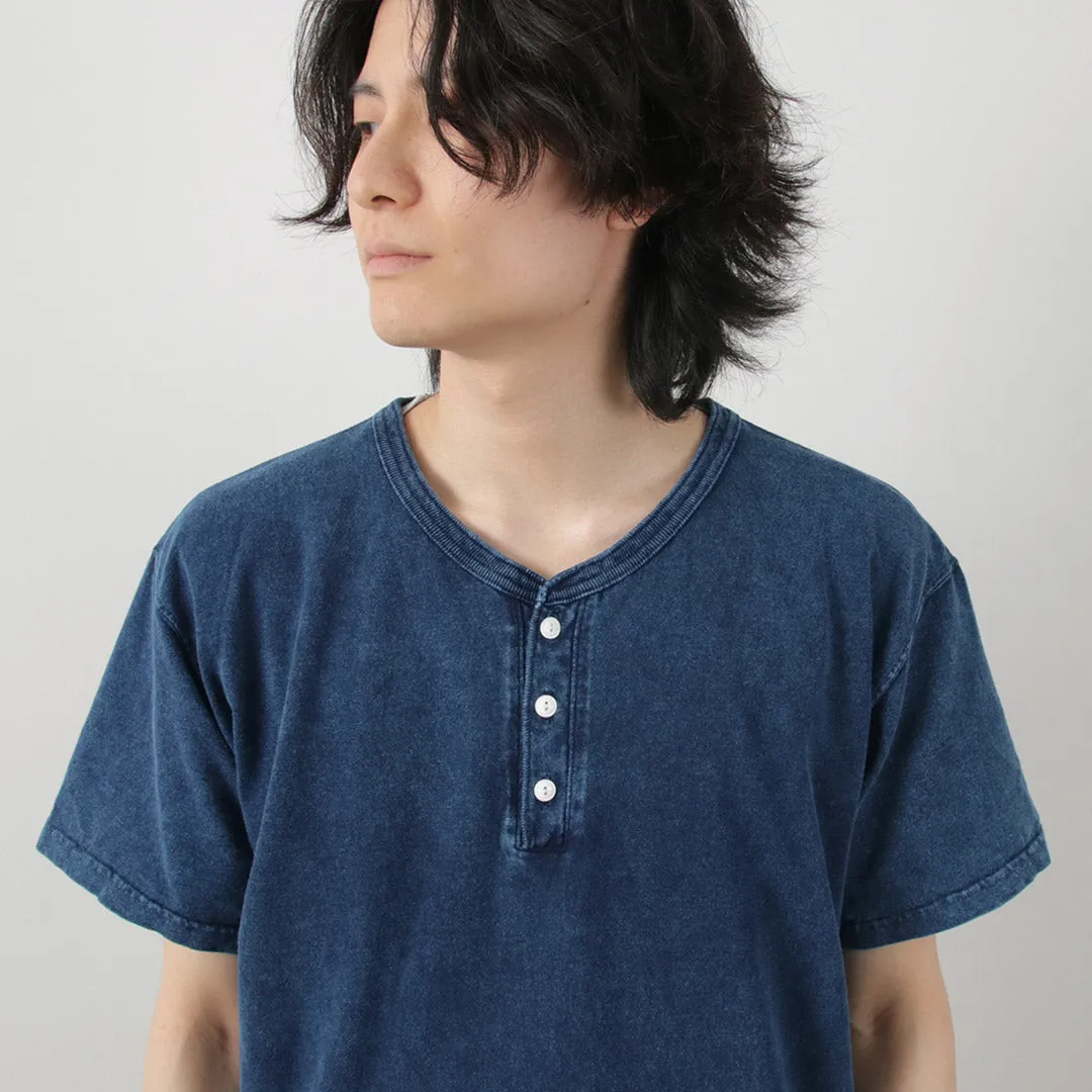 GOOD ON / Short Sleeve Henley T-Shirt / Indigo Shave