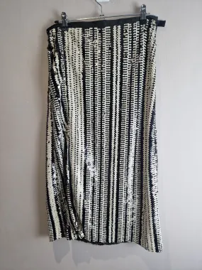 H&M black & white sequin pencil skirt - size 10