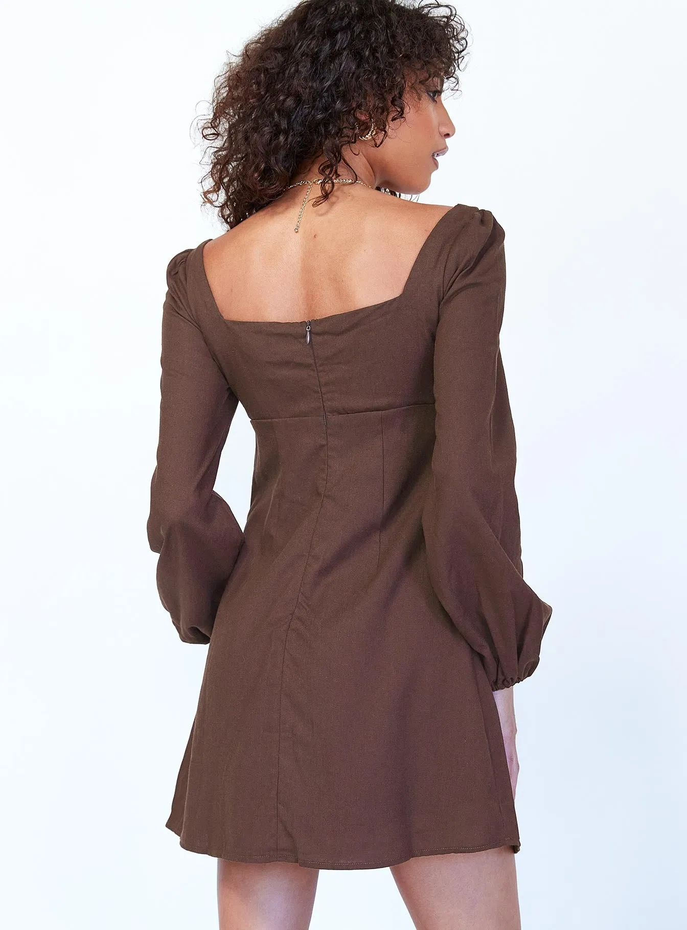 Hastings Long Sleeve Mini Dress Brown