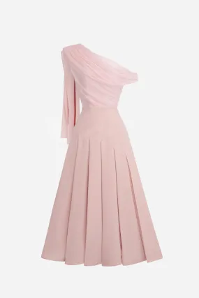 Hazel Pleated One Shoulder Midi Dress