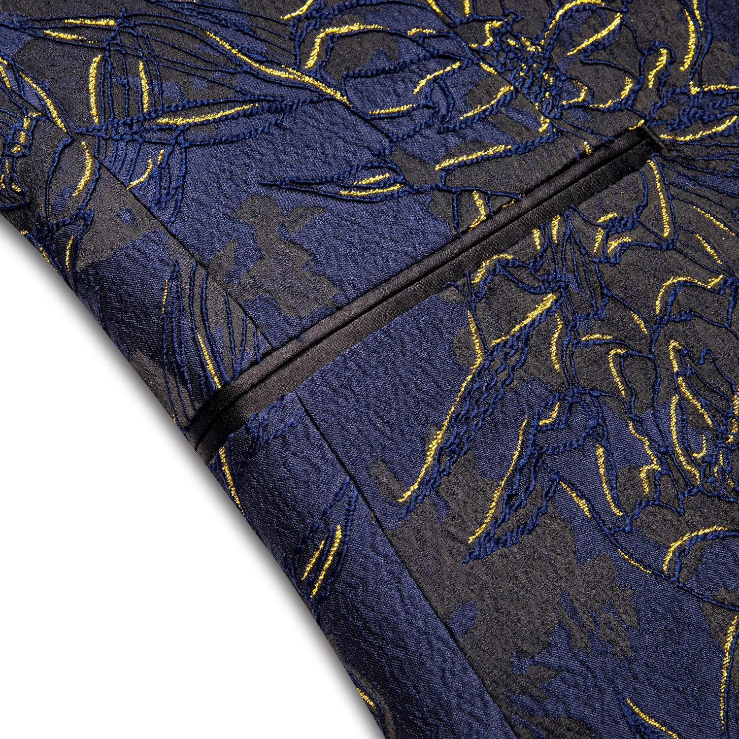 Hi-Tie Black Shawl Lapel Luxury Blue Gold Engraved Men's Suit Set