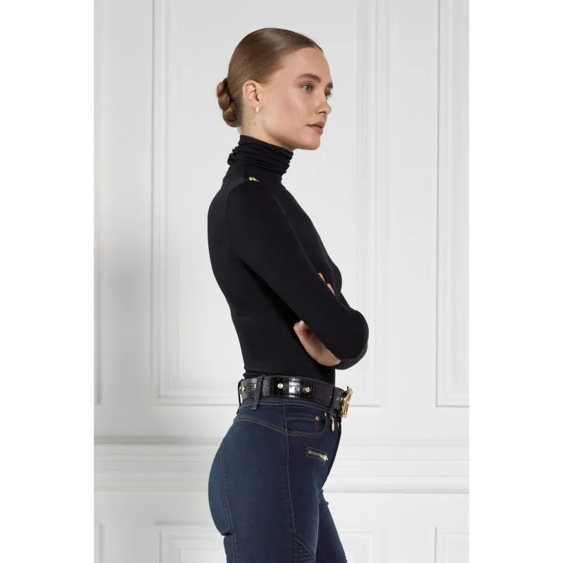 Holland Cooper Long Sleeve Ladies Roll Neck Top - Black