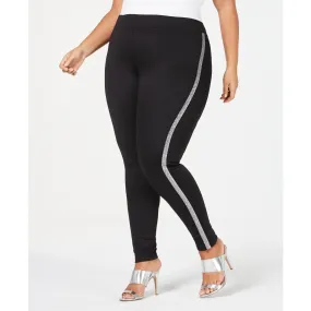 Hue Plus Metallic Tuxedo Ponte-Knit Leggings