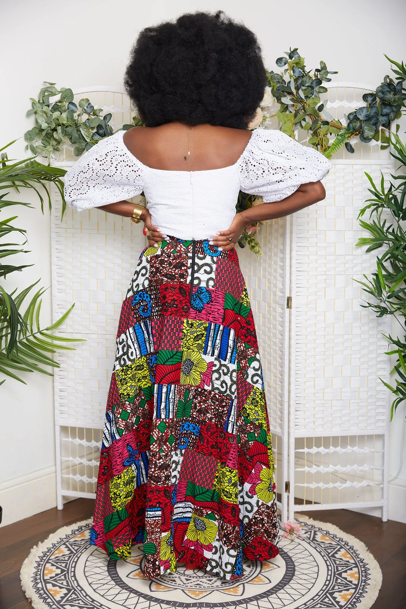 Ileno African Patchwork Print Maxi Skirt