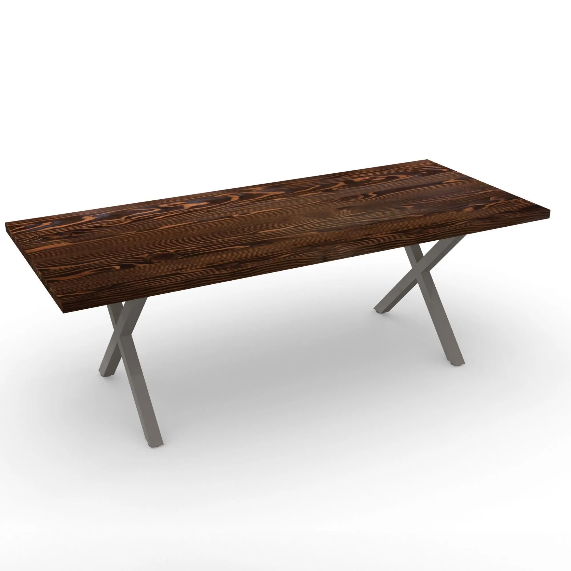 Industrial Modern X Frame Reclaimed Wood Dining Table