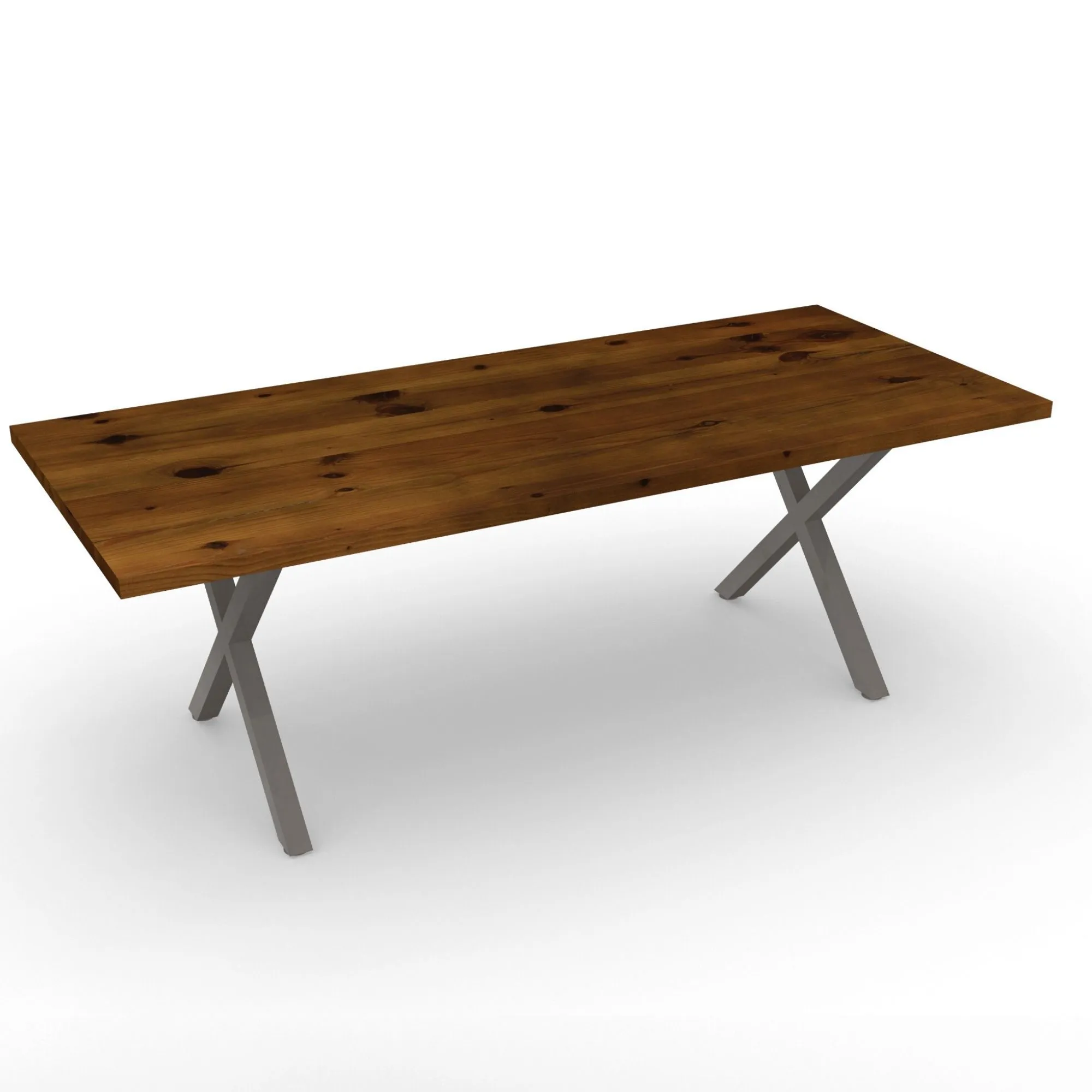 Industrial Modern X Frame Reclaimed Wood Dining Table