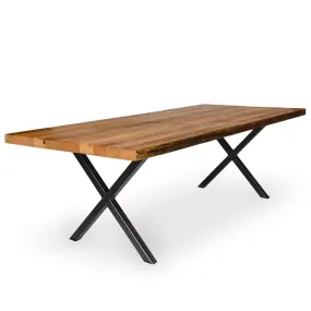 Industrial Modern X Frame Reclaimed Wood Dining Table