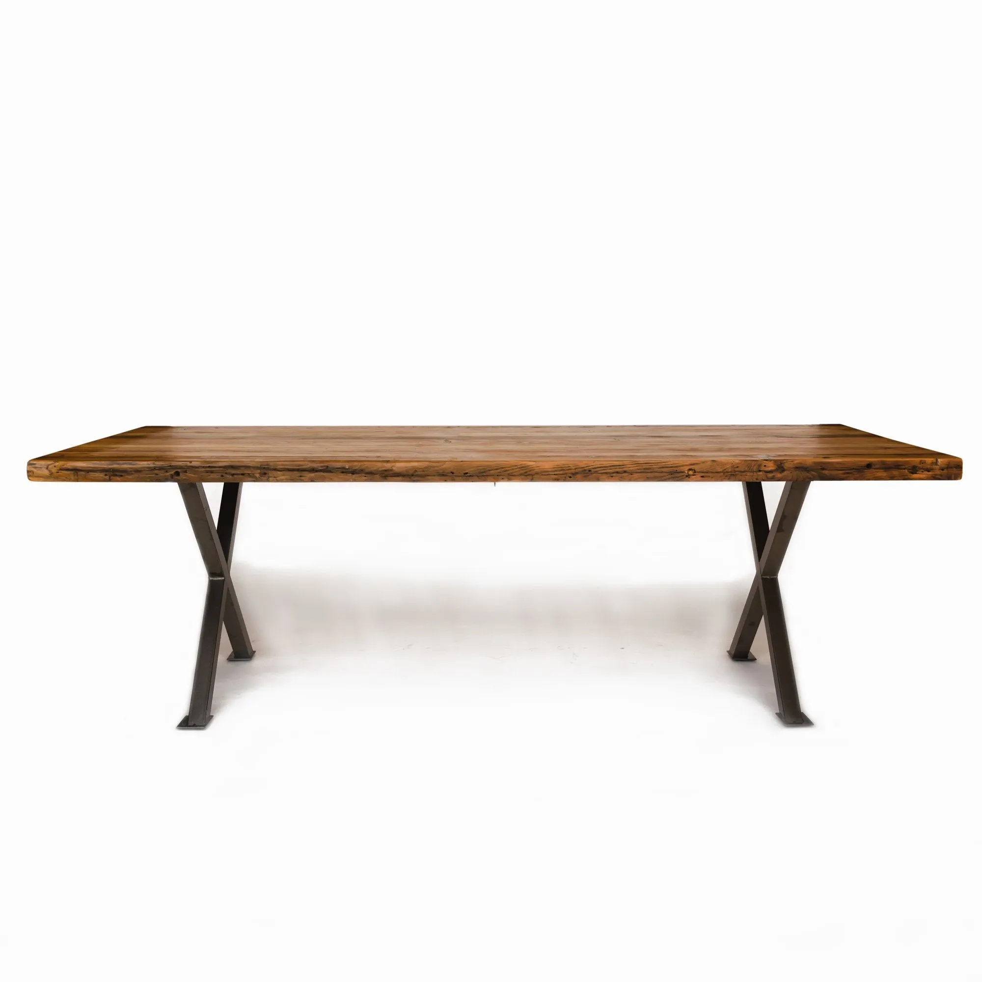 Industrial Modern X Frame Reclaimed Wood Dining Table