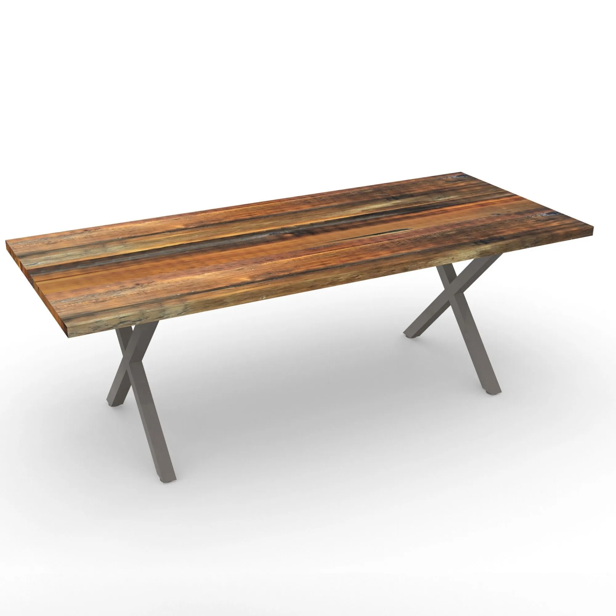 Industrial Modern X Frame Reclaimed Wood Dining Table