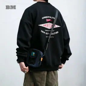 Japanese Streetwear Trend Sweatshirt Men Casual Letter Embroidery Loose Coat