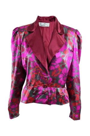 Jean Louis Scherrer Vintage Womens Fuchsia Silk Peplum Jacket, 1980s