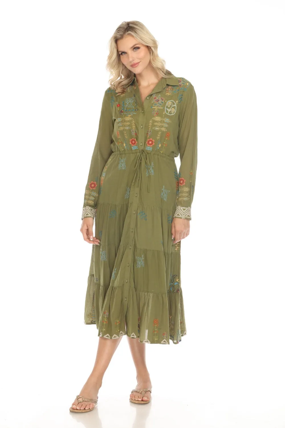 Johnny Was Workshop Scara Western Tiered Shirt Dress W32723-E Boho Chic