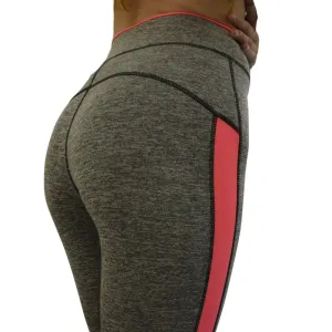 Ladies Leggings Sporting Movement Fold High Waist Fitness Leggings Women Patchwork Workout Pants Gray Leggins Activewear 2042