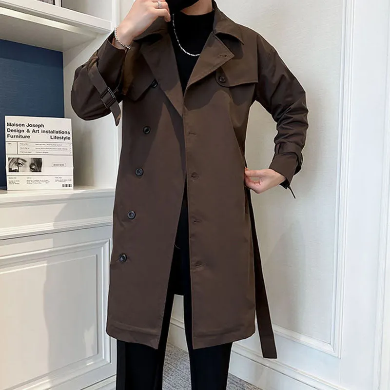 Lapel Solid Color Single-breasted Mid-length Over-the-knee Coat