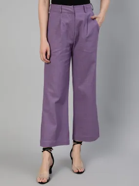 Lavender Cotton Slub Flared High Rise Parallel Pants