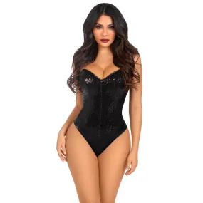 Leg Avenue Sequin Boned Bodysuit Black