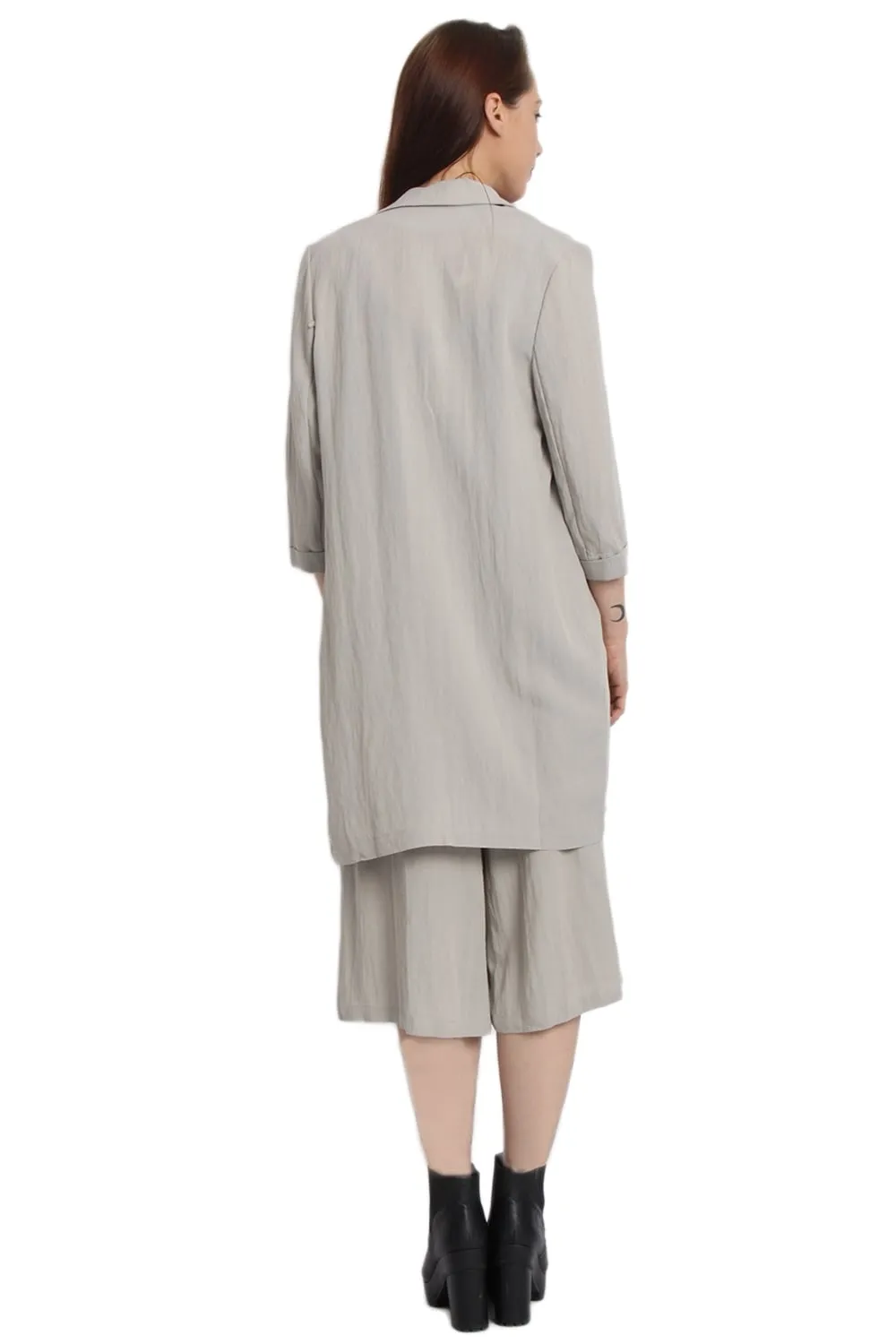 Linen Matching Longline Blazer and Culotte Co-Ord Set