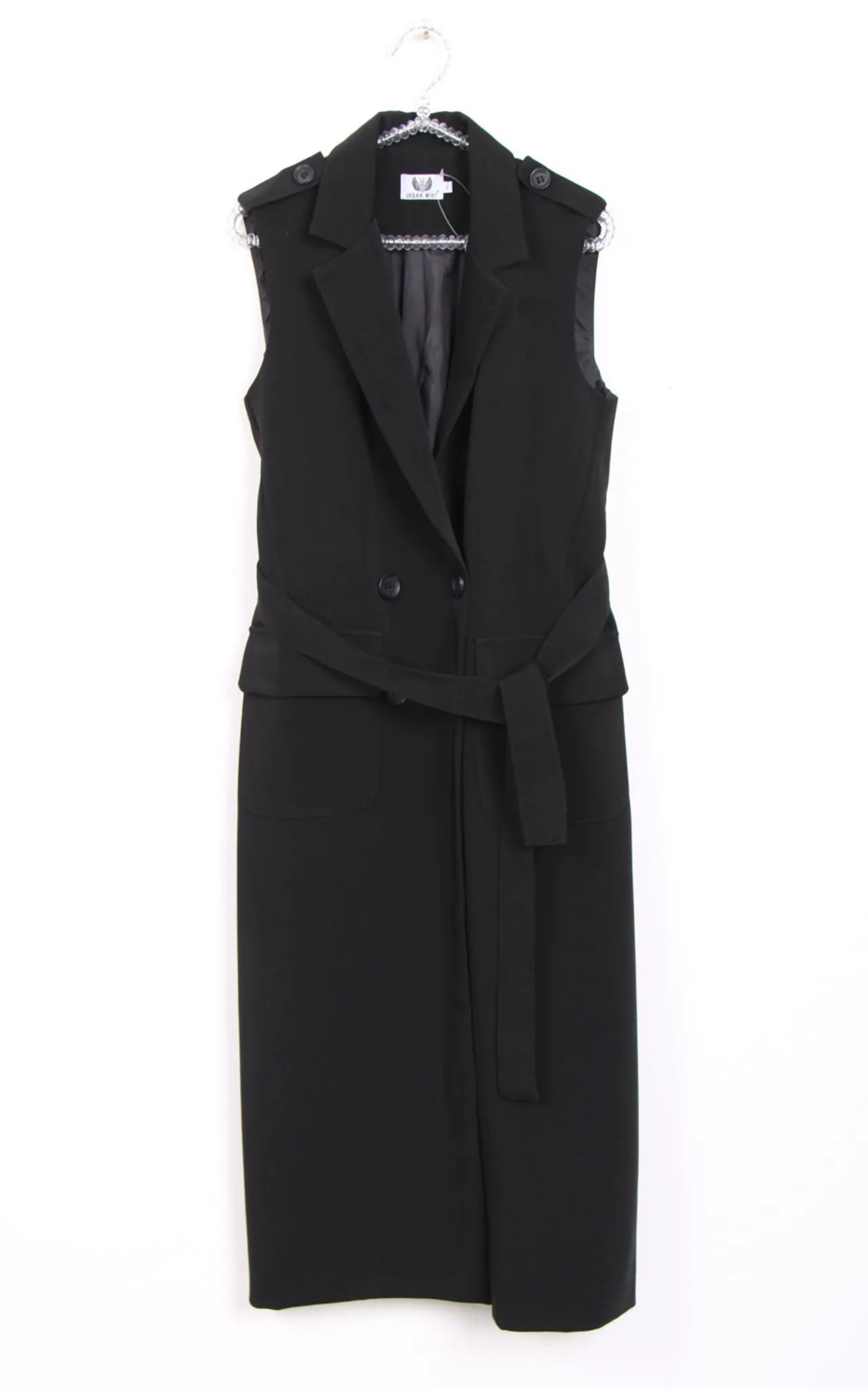 Longline Sleeveless Button Waistcoat