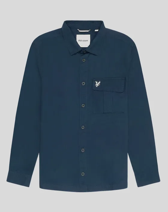 Lyle & Scott Premium Pleated Overshirt/Midnight Navy - New AW24