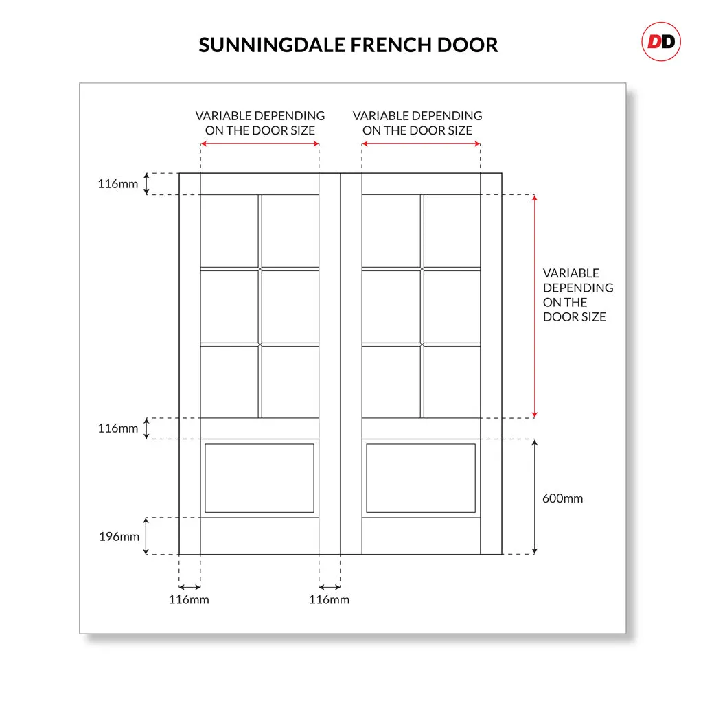 Made to Measure External Sunningdale Heritage French Doors - 57mm Thick, Six Colour Options - Double Glazing