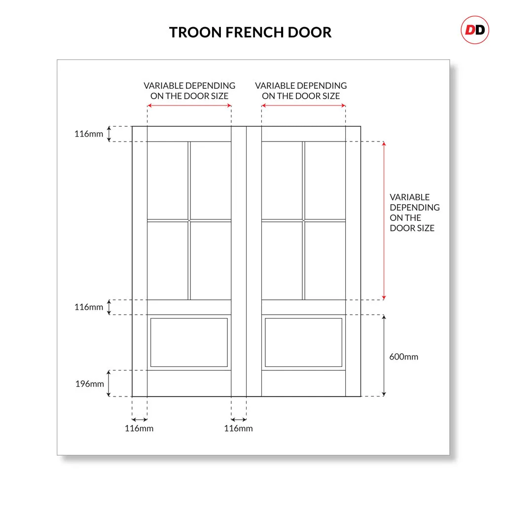 Made to Measure External Troon Heritage French Doors - 57mm Thick, Six Colour Options - Double Glazing