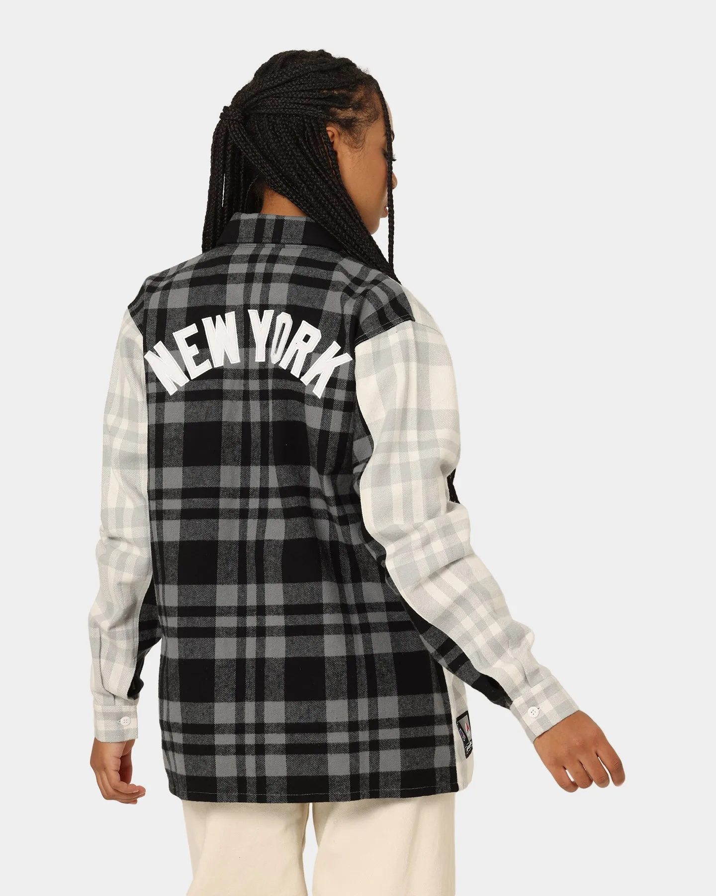 Majestic Athletic Women's New York Yankees Split Check Shacket Optic White