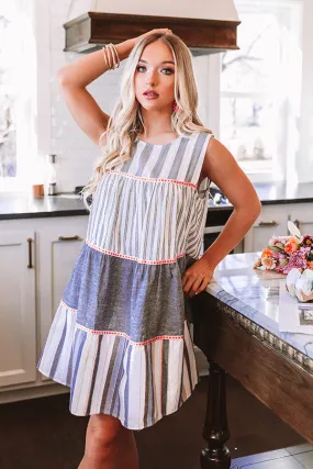 Major Attention Stripe Dress In Grey