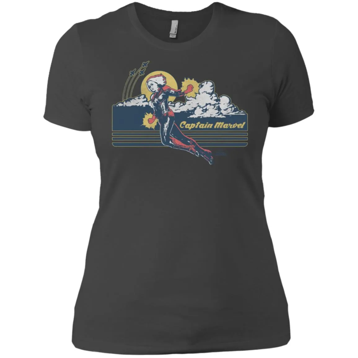 Marvel Captain Marvel Flight Clouds Vintage Women Cotton T-Shirt