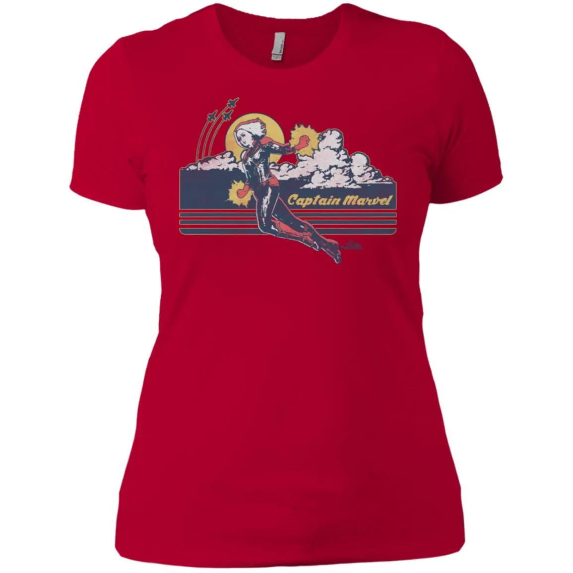 Marvel Captain Marvel Flight Clouds Vintage Women Cotton T-Shirt