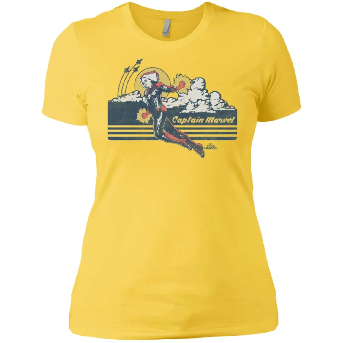 Marvel Captain Marvel Flight Clouds Vintage Women Cotton T-Shirt