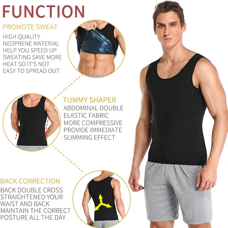 Men Sweat Sauna Body Shaper Vest Waist Trainer Slimming Tank Top