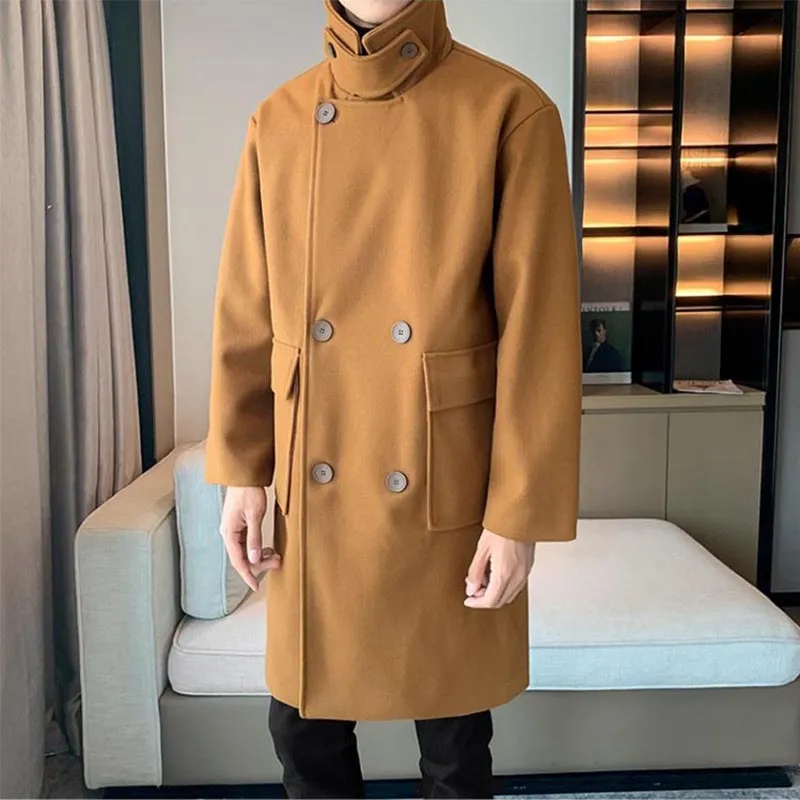 Men's Business Casual Suit Collar Light Mature Style Mid Length Coat