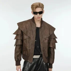 Men's Cascading Faux Leather Cropped Coat