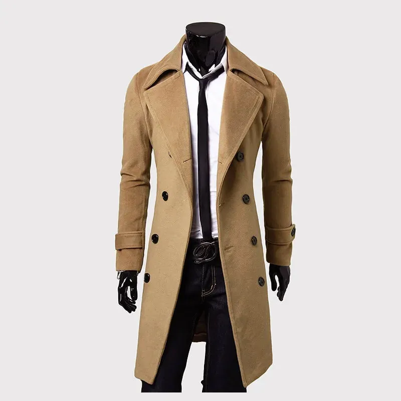 Men's Double Breasted Trench Coat Slim Fit Coat Jacket*