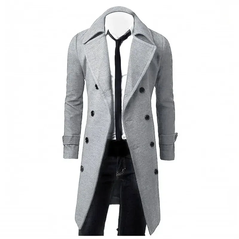 Men's Double Breasted Trench Coat Slim Fit Coat Jacket*