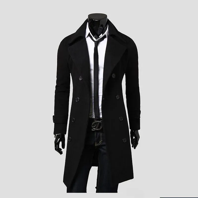 Men's Double Breasted Trench Coat Slim Fit Coat Jacket*