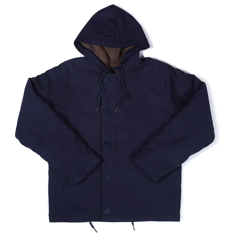 Men's Hooded Deck Jacket Lamb Fleece Cotton