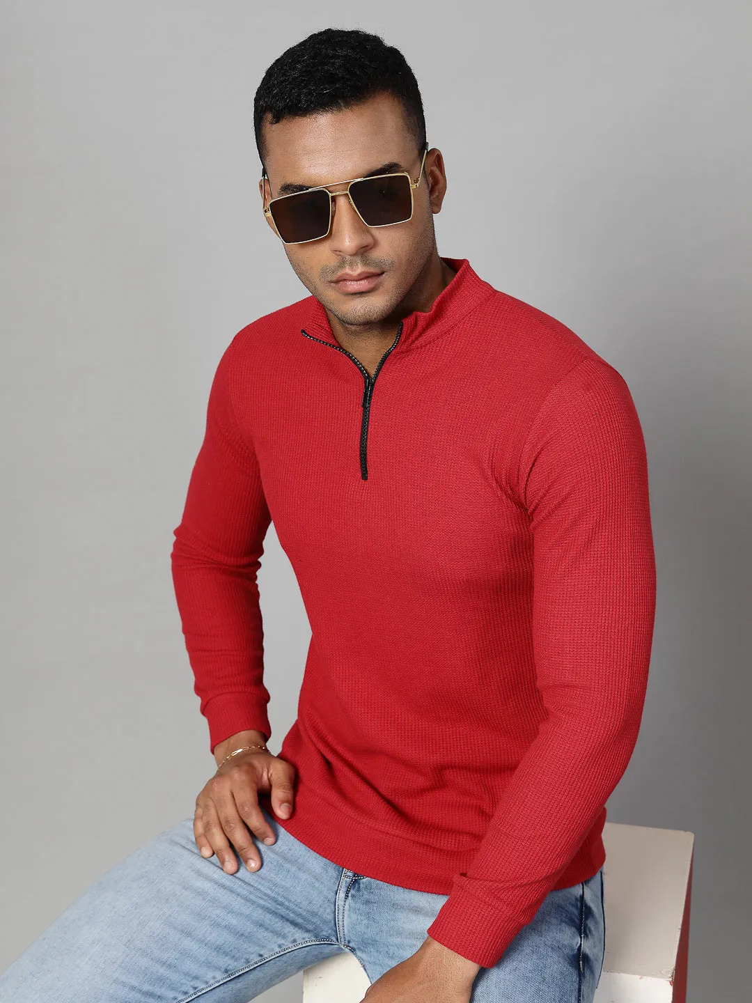 Men’s Zippered Cotton Henley T-shirt