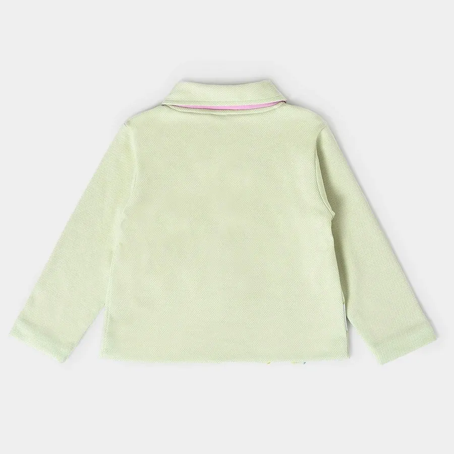 Misty Bloom Winter Wear Blazer for Girls Light Green