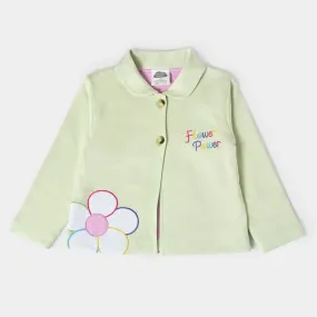 Misty Bloom Winter Wear Blazer for Girls Light Green