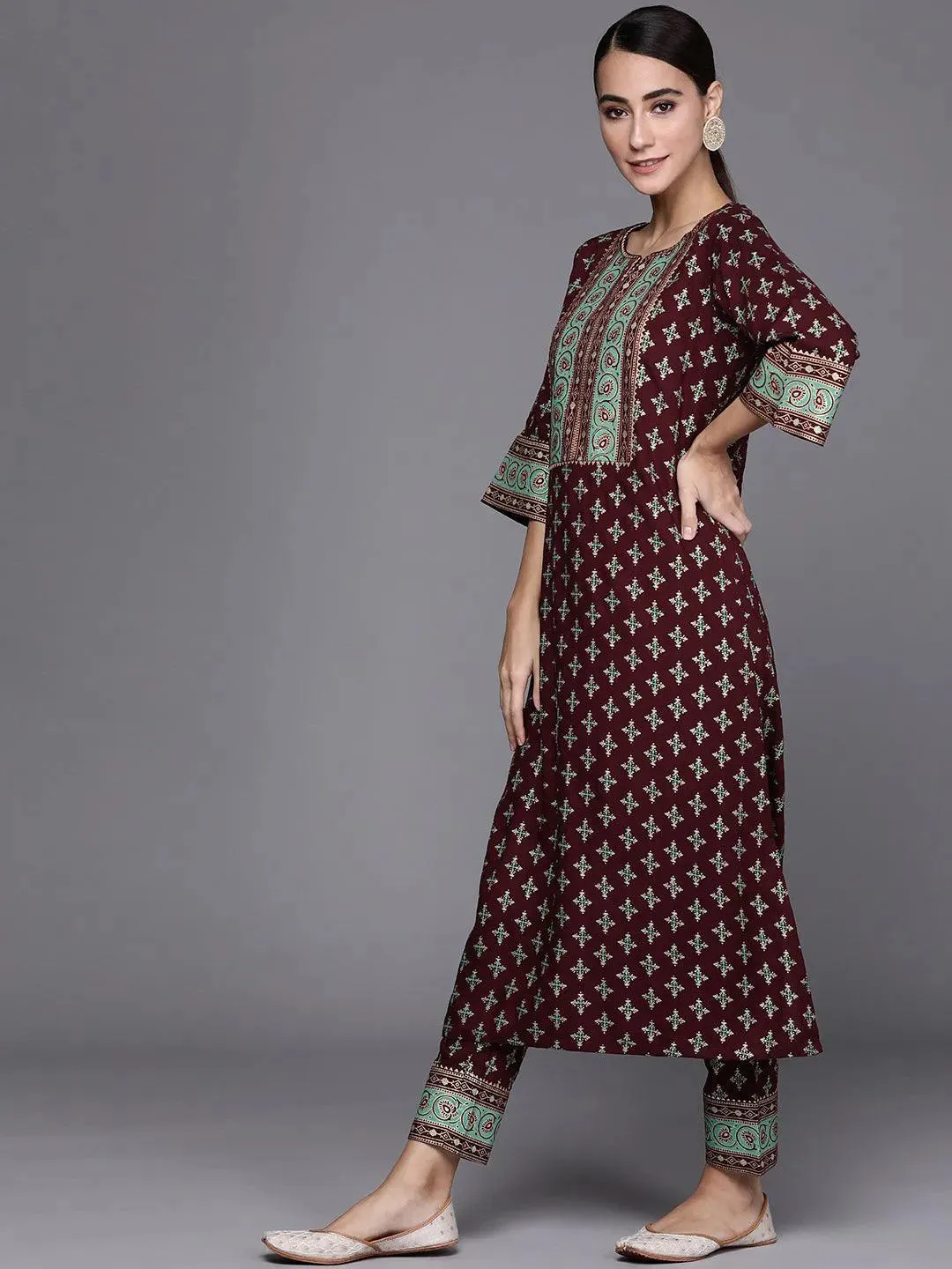 Multicoloured Printed Rayon Straight Kurta With Dupatta