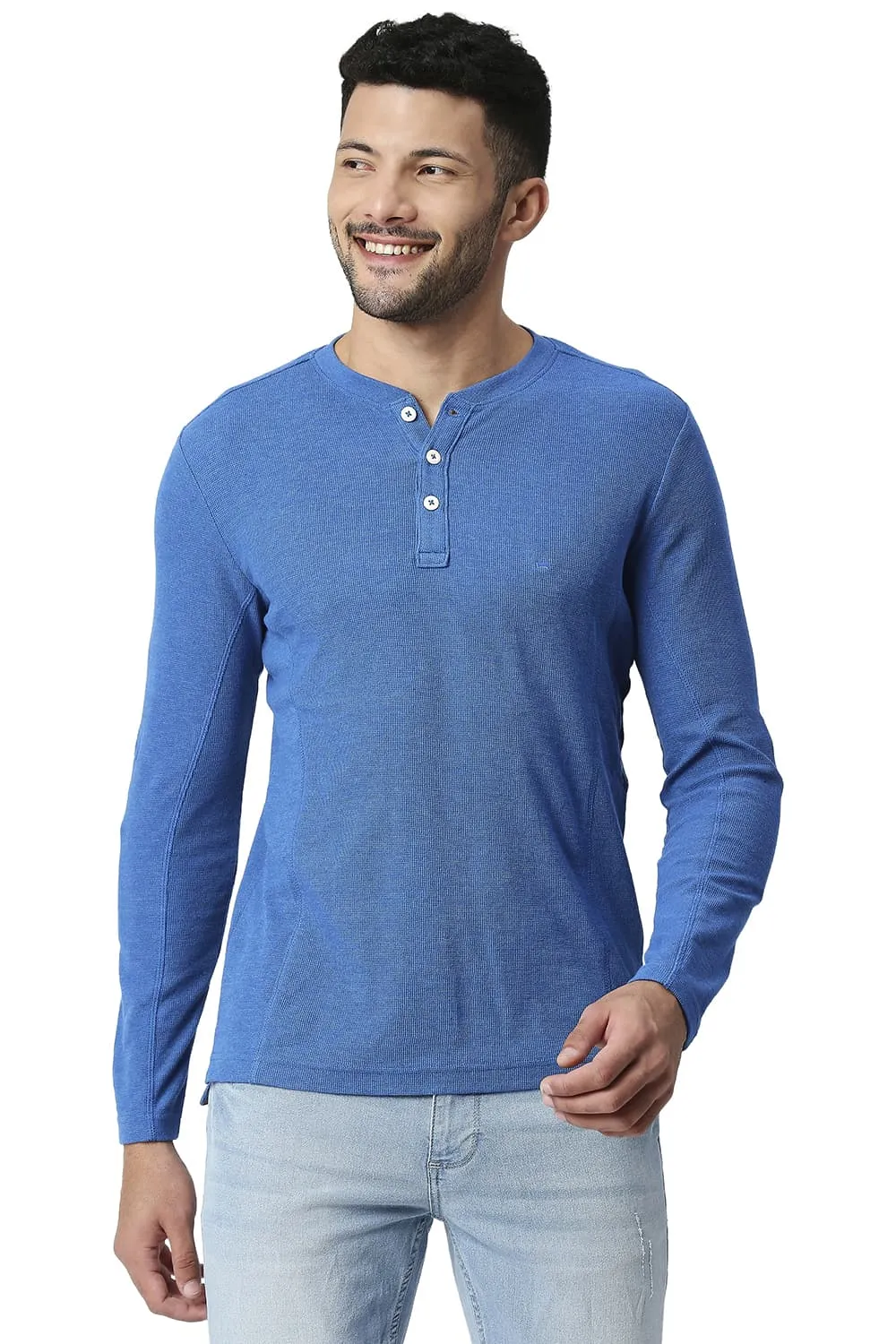 Muscle Fit Cotton Polyester Henley T-shirt