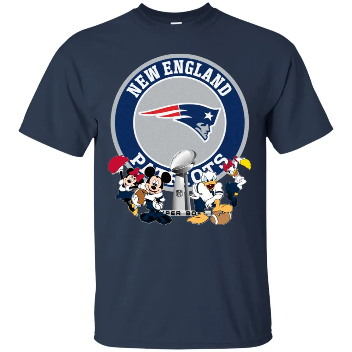 Nfl – New England Patriots Super Bowl 2019 Mickey Mouse Minnie Mouse Donald Duck Daisy Duck Football Men Cotton T-Shirt