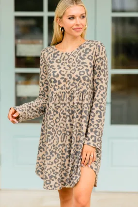 On Your Side Brown Leopard Dress