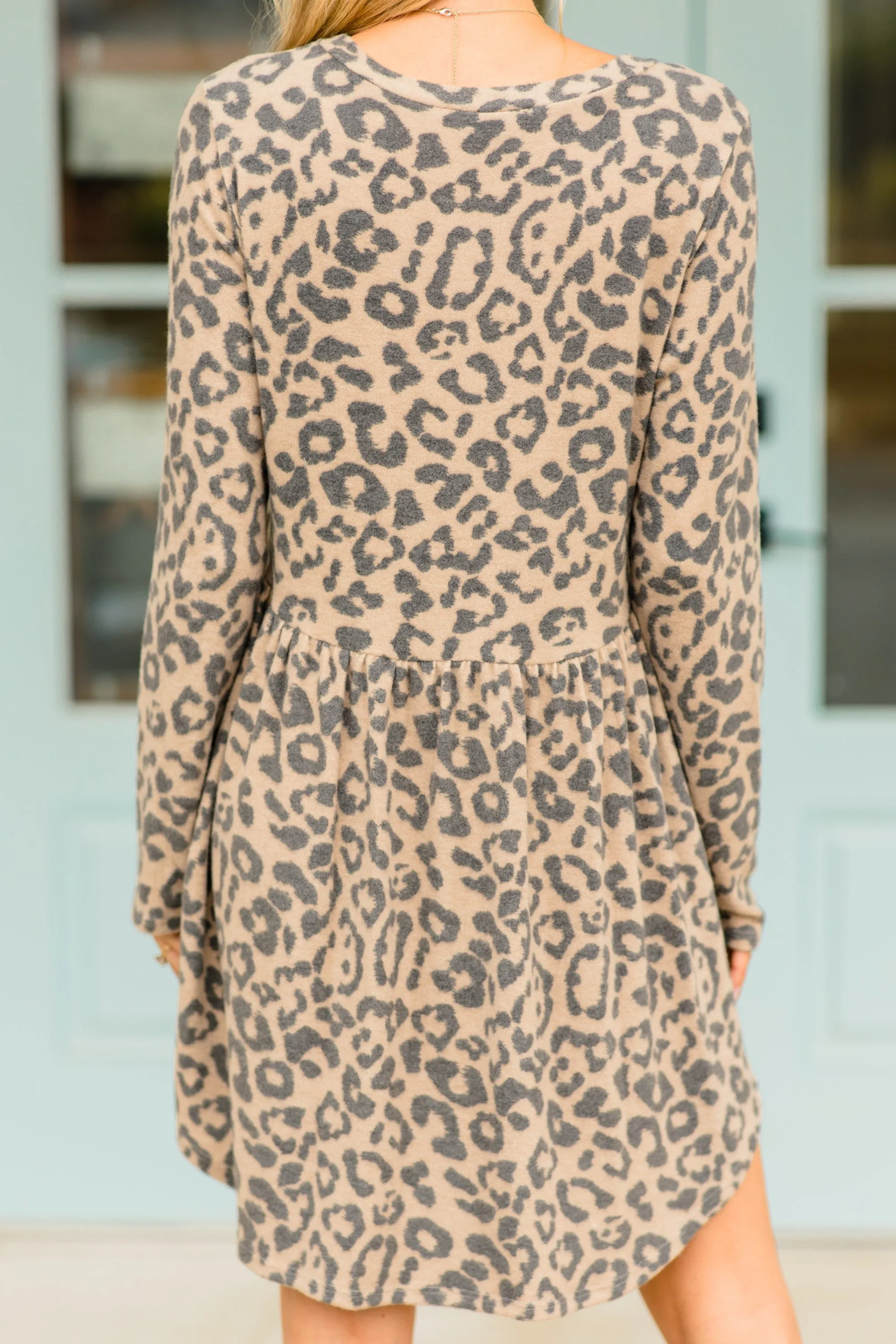 On Your Side Brown Leopard Dress