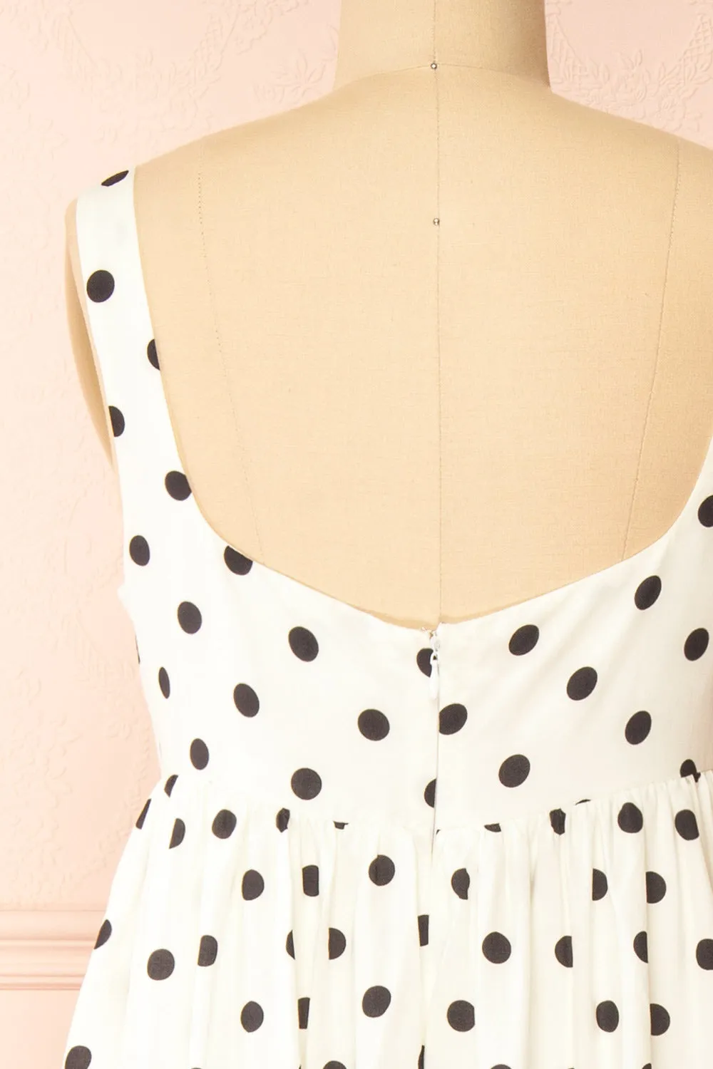 Onomati | White Maxi Dress w/ Black Polka Dots