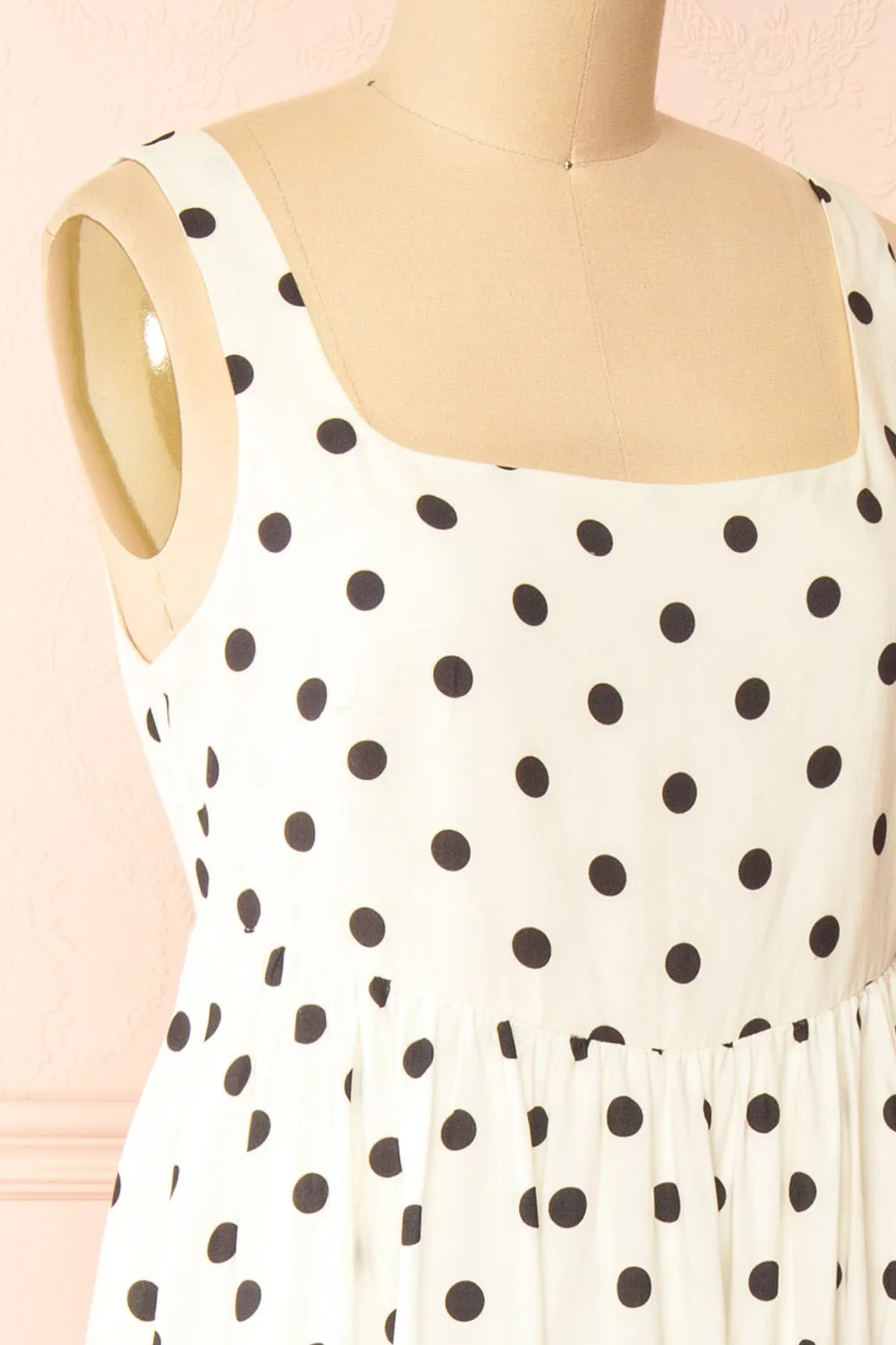 Onomati | White Maxi Dress w/ Black Polka Dots